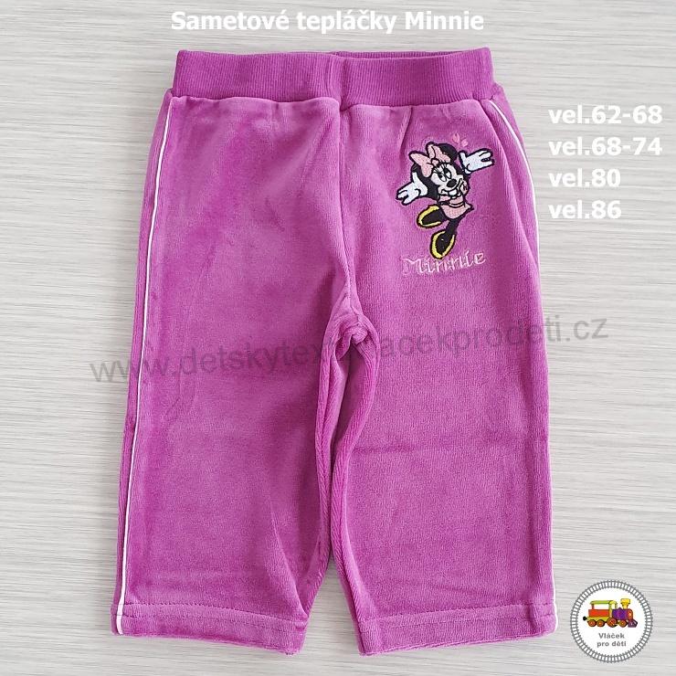 NOVINKA-dívčí tepláčky sametové Minnie JPVR1592 vel. 62-68, 68-74, 80, 86