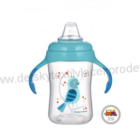 Tréninkový hrníček se silikonovým pítkem Ptáčci růžoví 300 ml 56/519