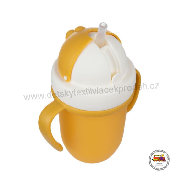 Hrníček se silikonovou slámkou 210ml MATT 56/522 žlutý