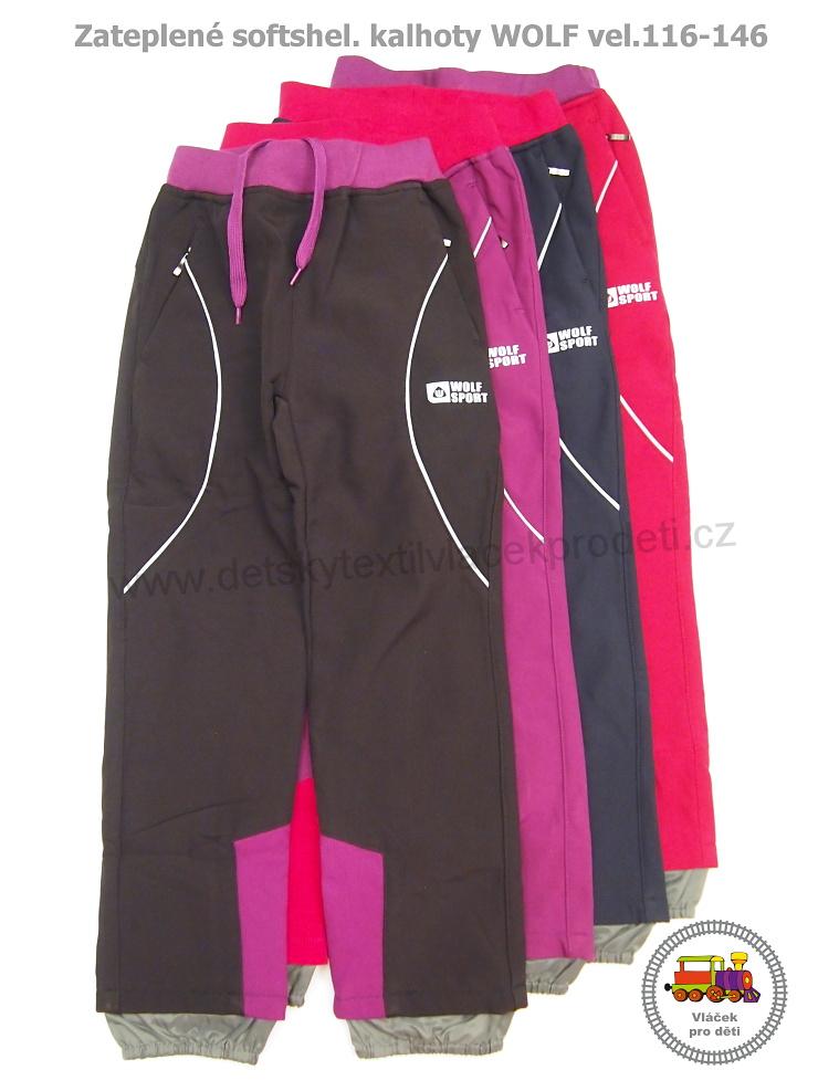 Softshellové kalhoty zateplené Wolf B2092 růžové s fialovou vel.146