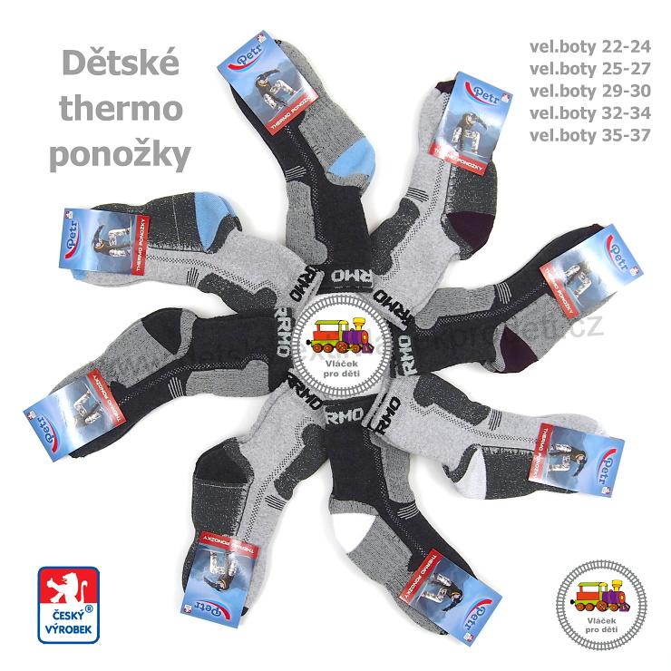 Thermo ponožky dětské české Petr /99/ tmavší šedé s vínovou patou vel.35-37