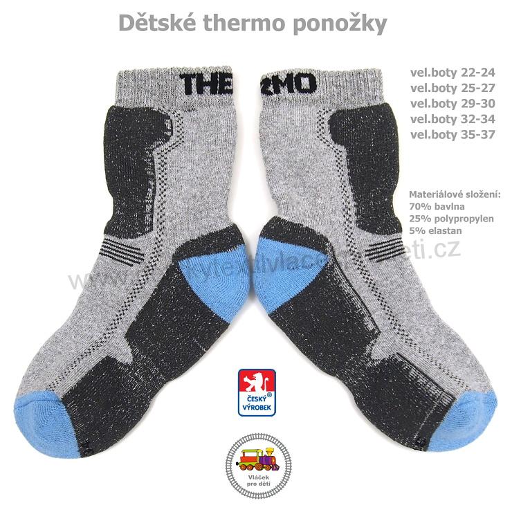 NOVINKA-Thermo ponožky dětské české Petr šedé vel.22-24, 25-27, 29-30, 32-34, 35-37