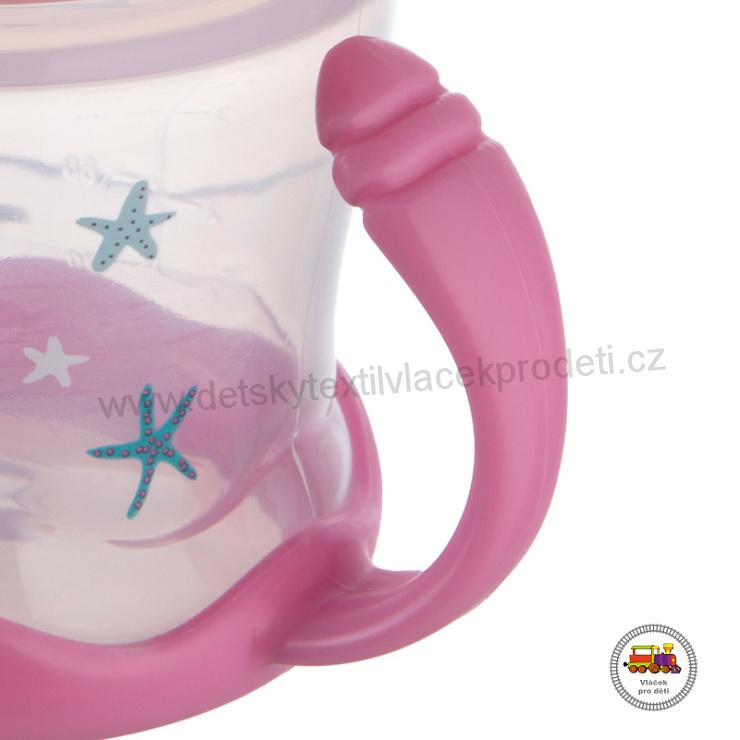 Nevylévací hrníček se silikonovým pítkem LOVE&SEA 57/300 180ml růžový
