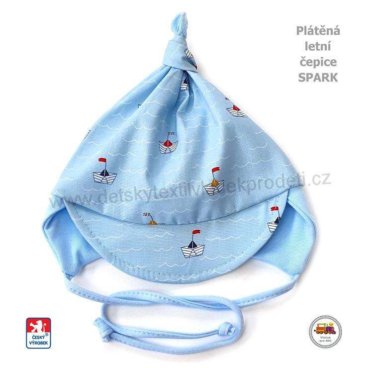 NOVINKA-Kojenecká letní čepice zavazovací Spark typ Uzlík vel.S, M, L