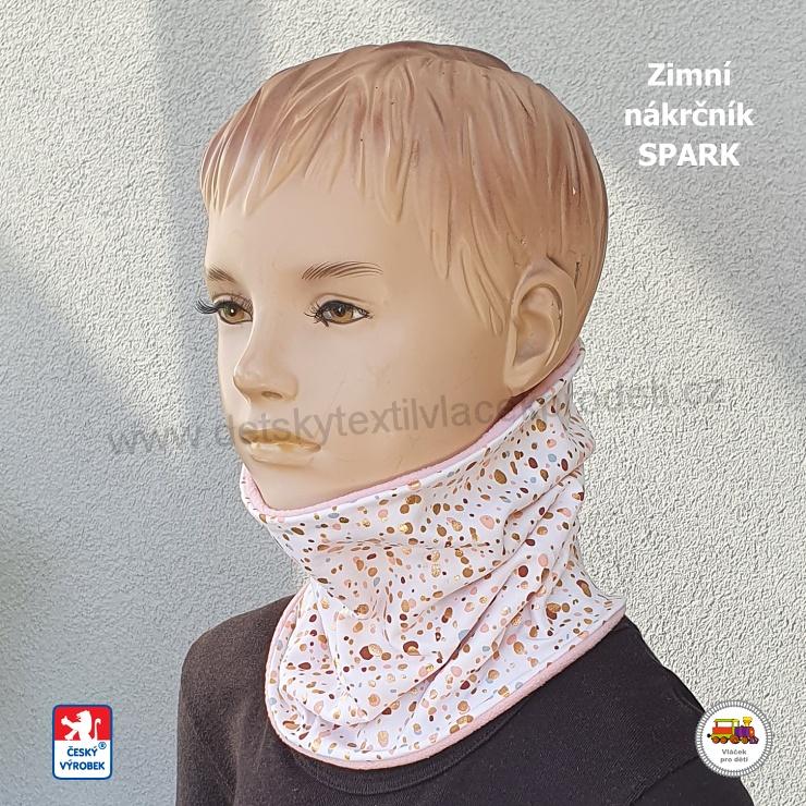 Dětská zimní čepice dlouhá Spark /9.787/ bavlna s fleesem Kaňky na bílé vel.XXL (6-X let)