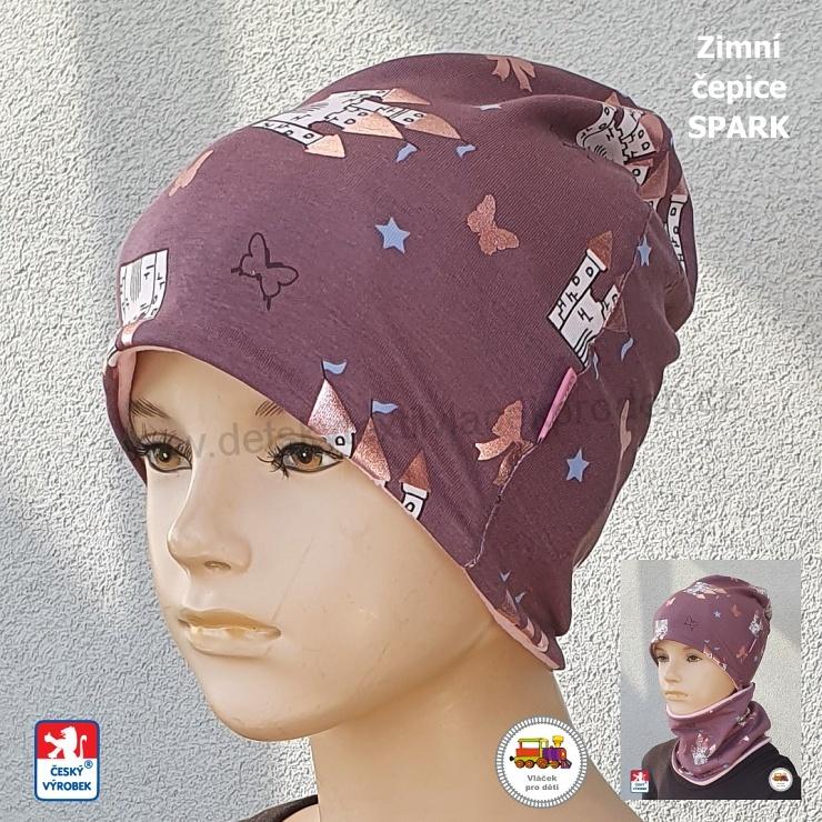 Dětský zimní nákrčník bavlna s fleesem Spark /326/ Zámek na starorůžové vel.XL (3-X let)
