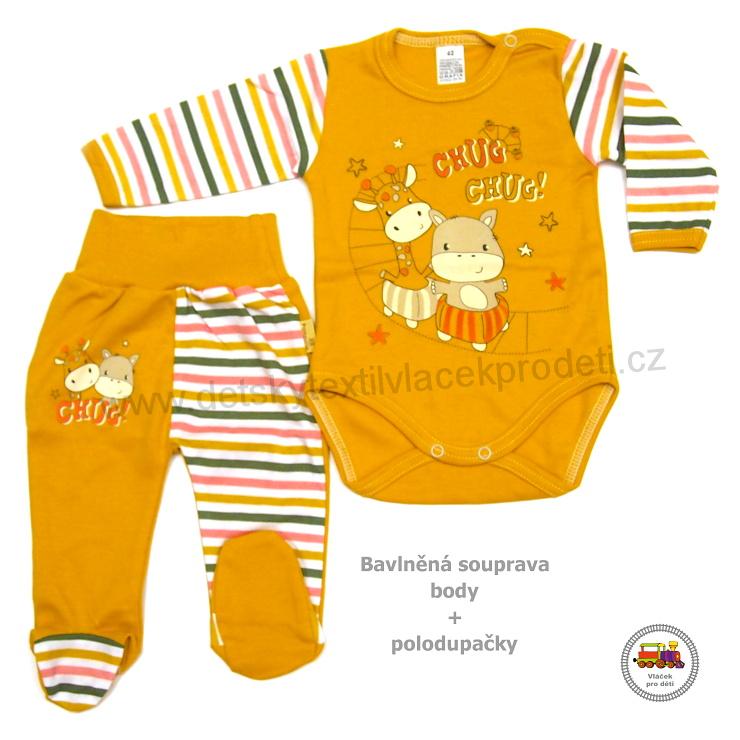 NOVINKA-Kojenecká bavlněná souprava body + polodupačky vel. 56, 62, 68, 74