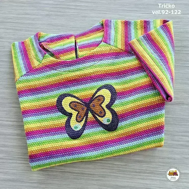 Dívčí tričko Proužky s motýlkem vel. 98