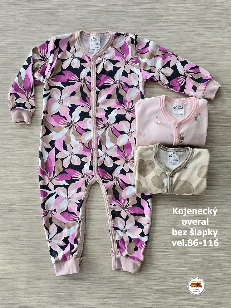 Kojenecký/dětský overal bavlněný bez šlapky /715/ Myška na béžové /var.3/ vel. 92