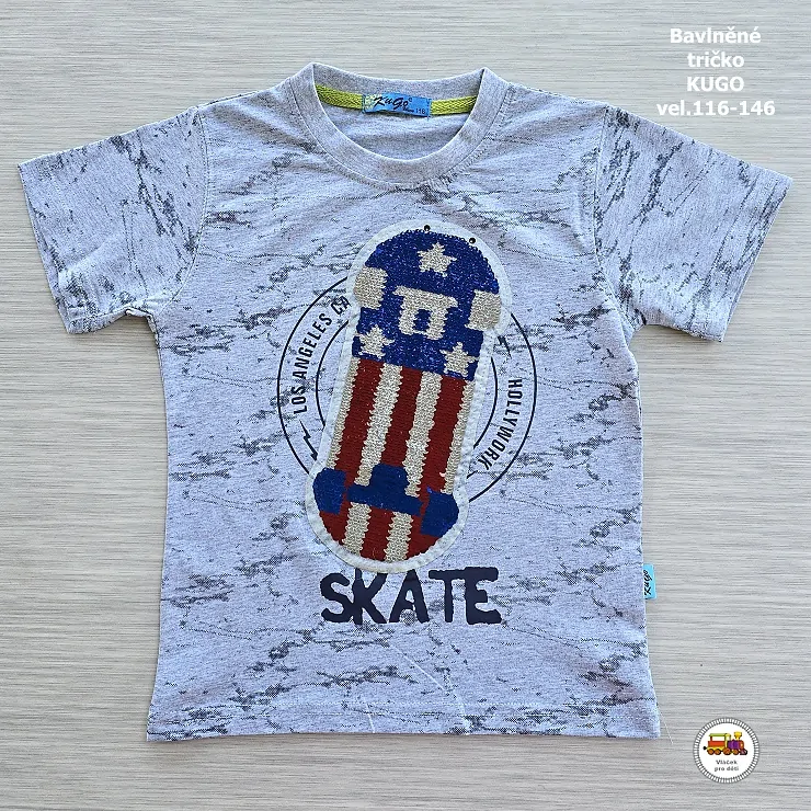 NOVINKA-Chlapecké tričko bavlněné Kugo ML-7164 SKATE vel.116, 122, 128, 134, 140, 146