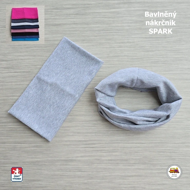 Bavlněná čepice Spark dlouhá /9.491/ šedá vel.XL (3-6 let)