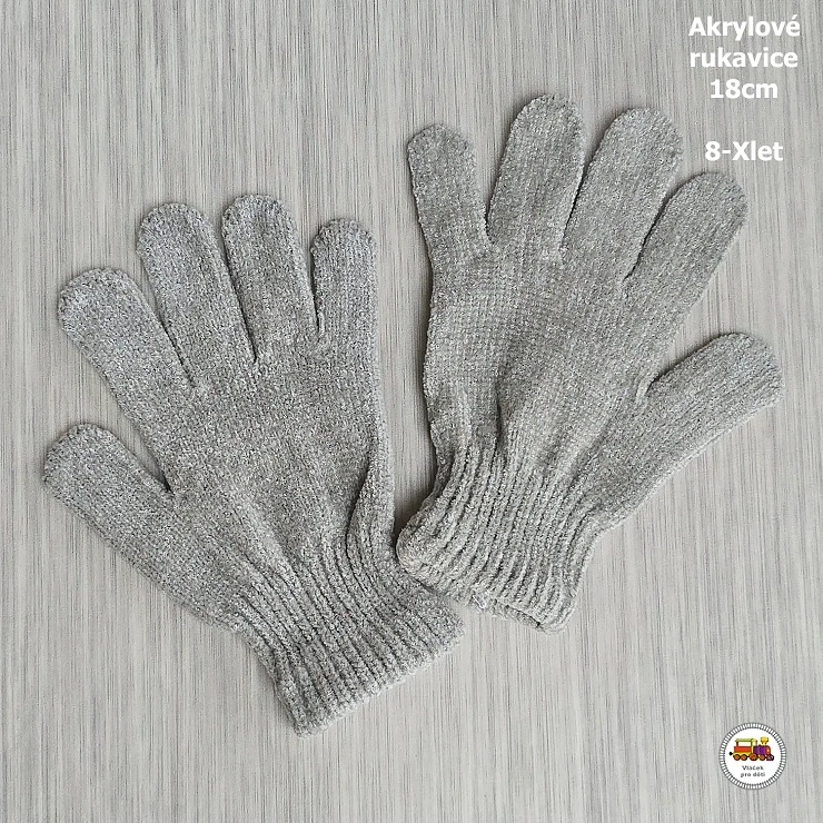NOVINKA-Rukavice prstové úpletové akryl 18cm (8-Xlet)