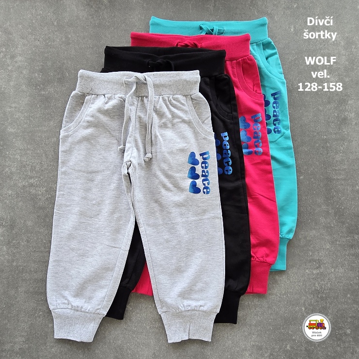 NOVINKA-MIX -Šortky dívčí bavlněné Wolf vel. 98-158