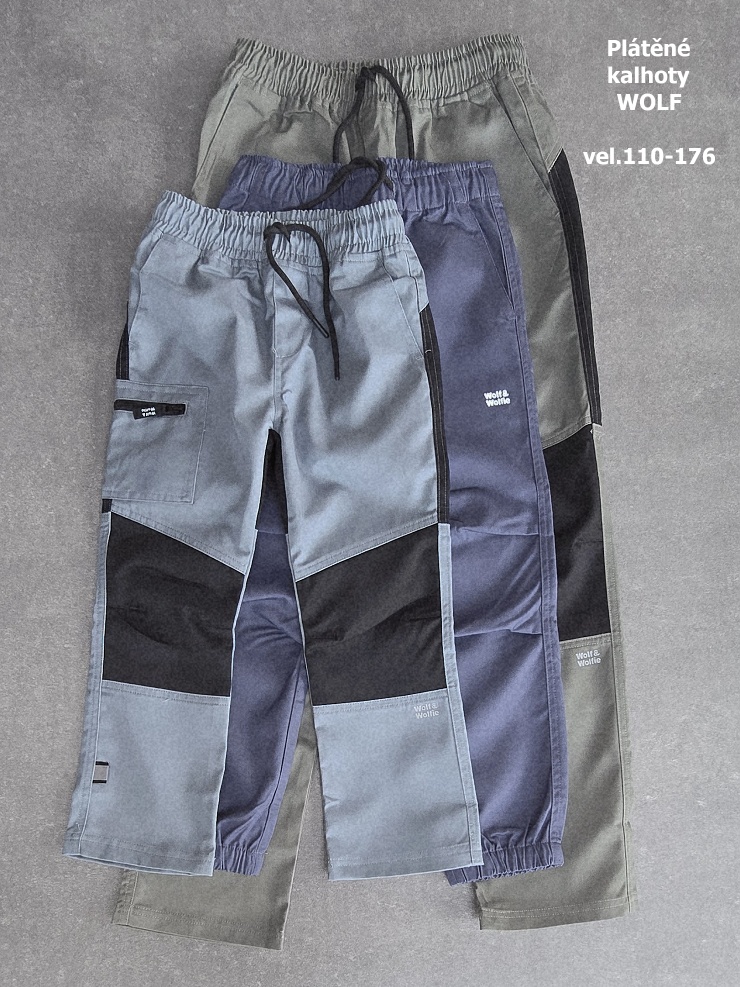 Kalhoty sportovní plátěné Wolf T2659 šedé vel.110