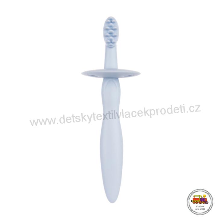 Silikonový zubní kartáček/kousátko se štítkem 51/500 modrý