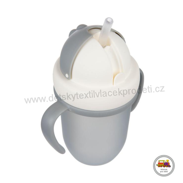 Hrníček se silikonovou slámkou 210ml MATT 56/522 šedý
