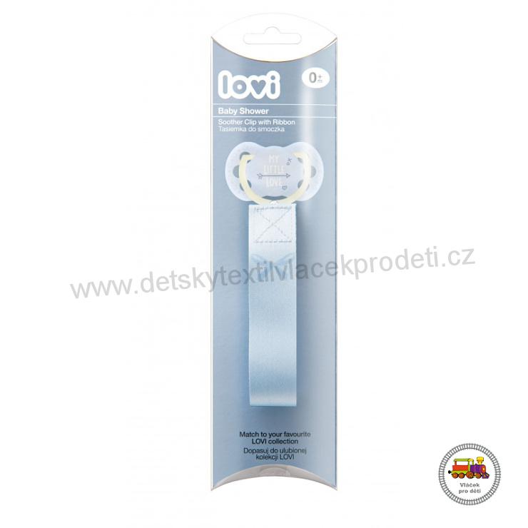 Stužka na dudlík s klipem LOVI BABY SHOWER modrá 51/020