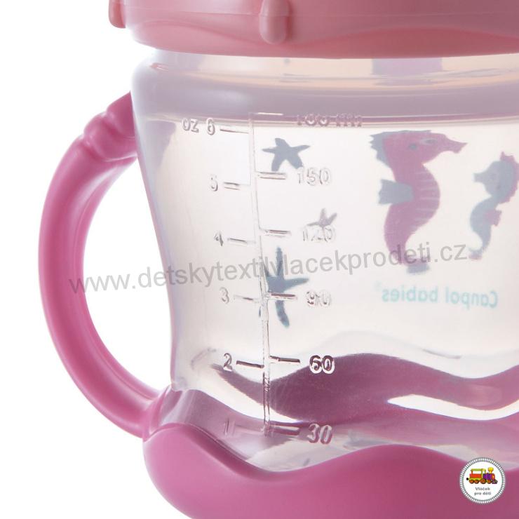 Nevylévací hrníček se silikonovým pítkem LOVE&SEA 57/300 180ml růžový