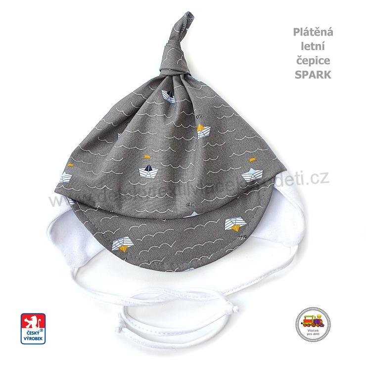 NOVINKA-Kojenecká letní čepice zavazovací Spark typ Uzlík vel.S, M, L