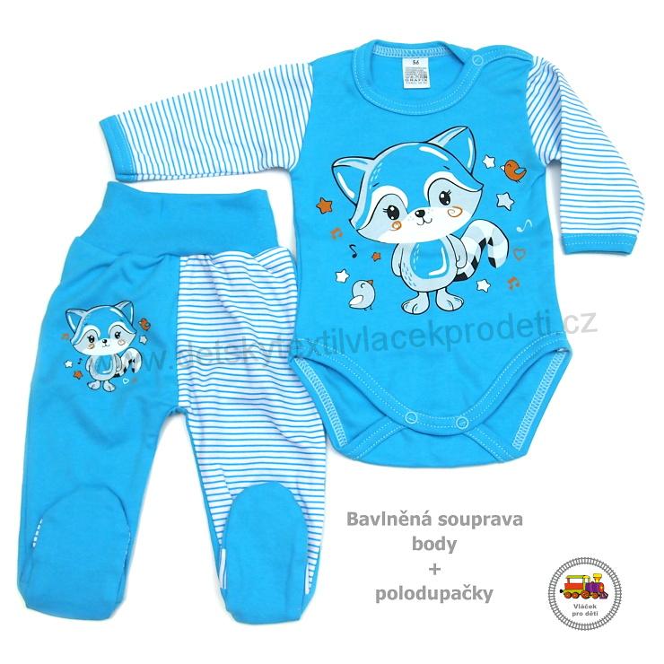NOVINKA-Kojenecká bavlněná souprava body + polodupačky vel. 56, 62, 68, 74