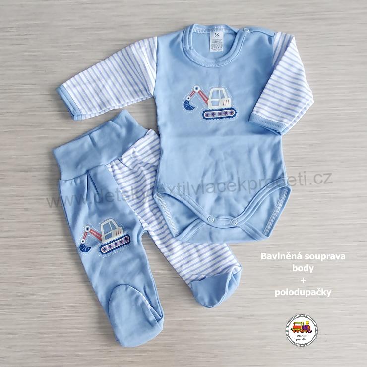 NOVINKA-Kojenecká bavlněná souprava body + polodupačky vel. 56, 62, 68