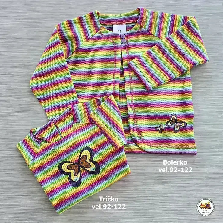 Dívčí tričko Proužky s motýlkem vel. 98