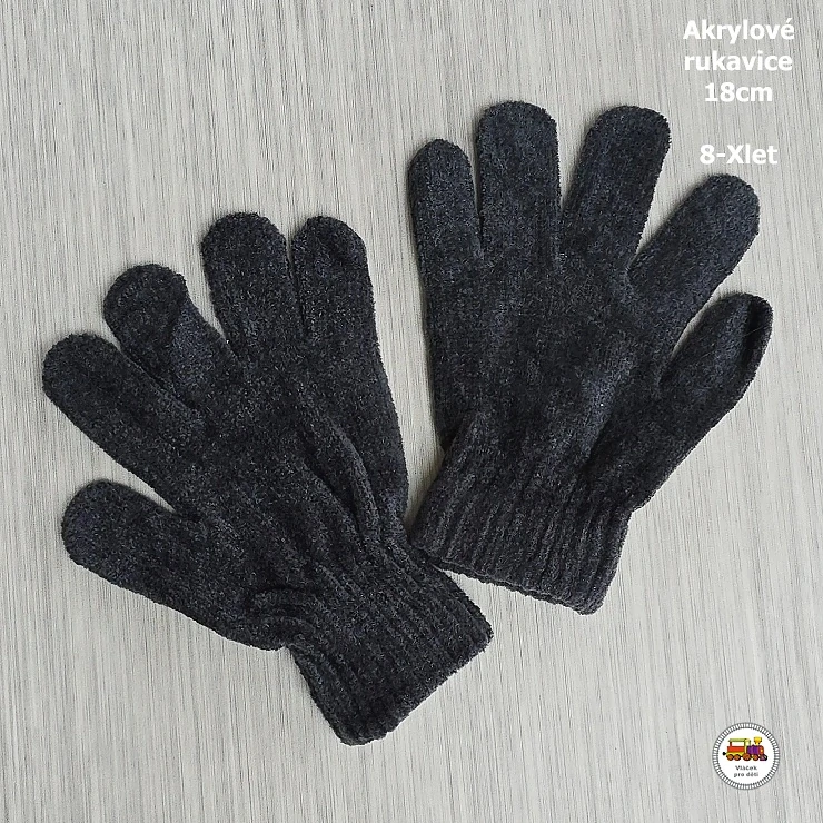 NOVINKA-Rukavice prstové úpletové akryl 18cm (8-Xlet)