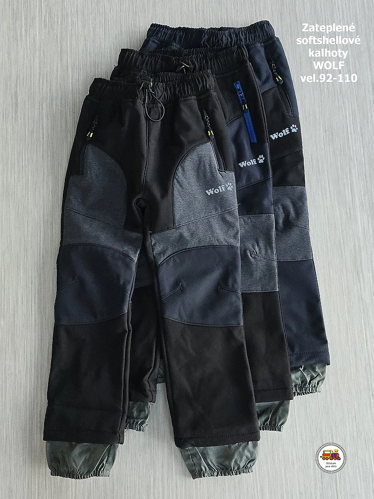 NOVINKA-Softshellové kalhoty zateplené Wolf B2493 vel. 92, 98, 104, 110