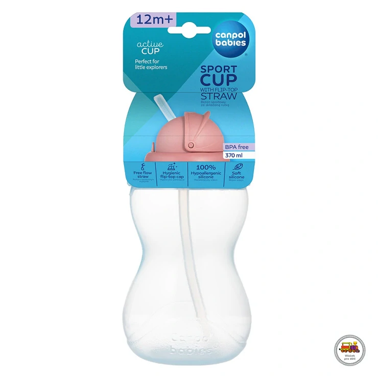 Lahev sportovní se slámkou 370ml modrá 56/113