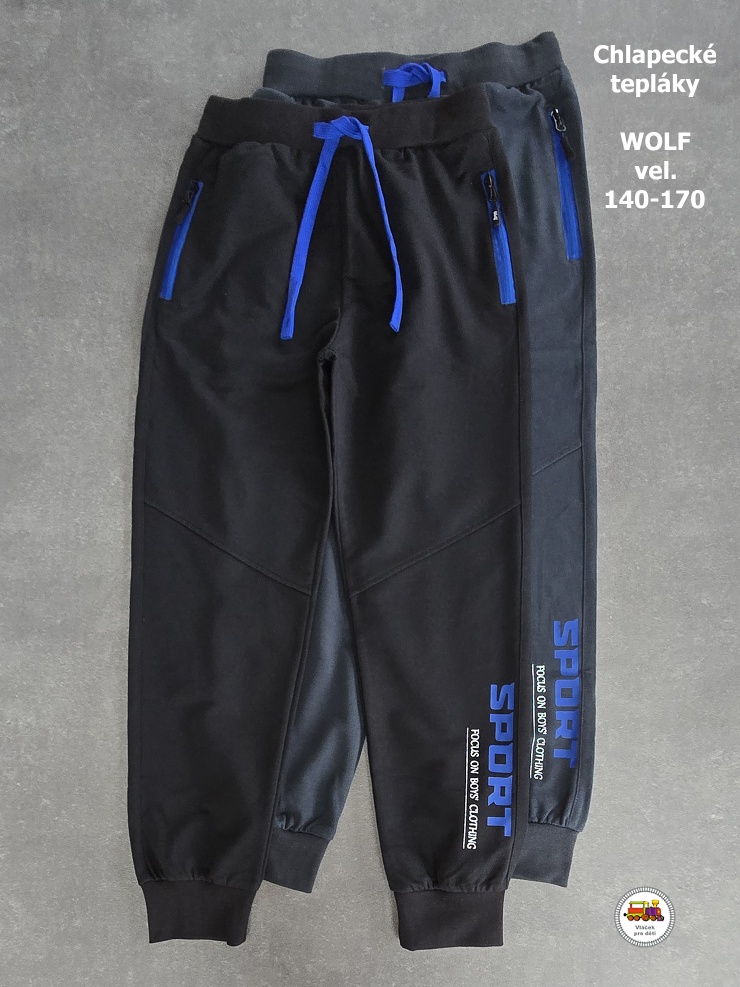 Chlapecké tepláky Wolf T2576 SPORT černé vel.152