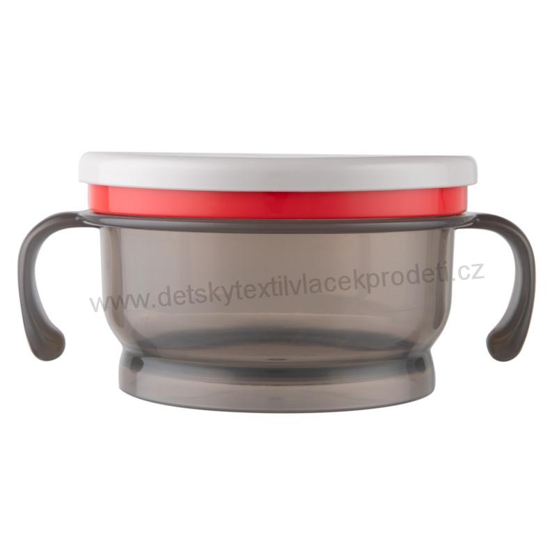 Miska s víčkem a silikonovým otvorem HELLO LITTLE 200ml 51/008 šedočervená