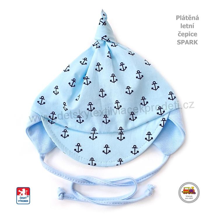 NOVINKA-Kojenecká letní čepice zavazovací Spark typ Uzlík vel.S, M, L