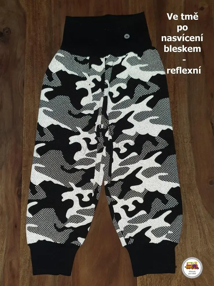 NOVINKA-Softshellové kalhoty s fleesem reflexní STYLSPARK maskáčové vel. 86, 92, 98, 104, 110, 116, 122