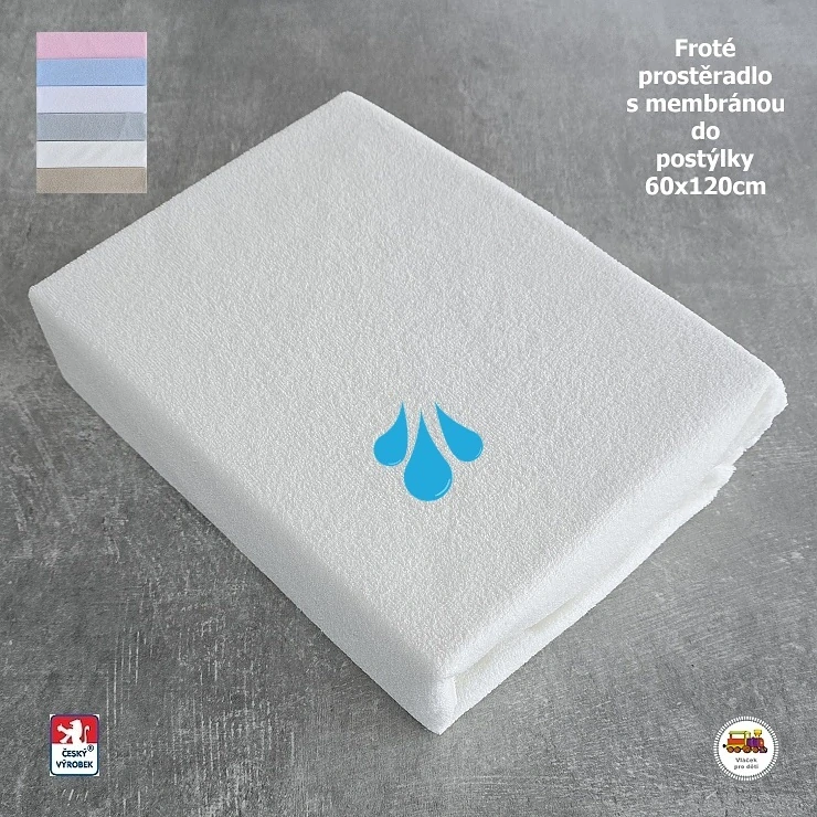 NOVINKA-Froté prostěradlo s membránou do postýlky Dekoratex 60x120cm