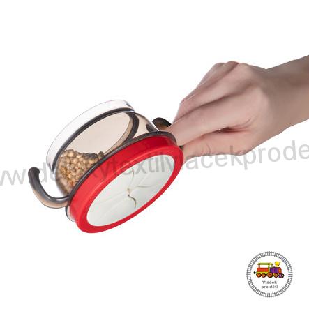 Miska s víčkem a silikonovým otvorem HELLO LITTLE 200ml 51/008 šedočervená