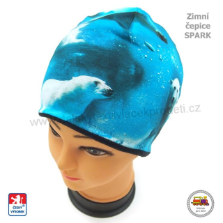 Chlapecká zimní čepice Spark /208/ bavlna s fleesem Lední medvěd vel.M (6měs-1rok)
