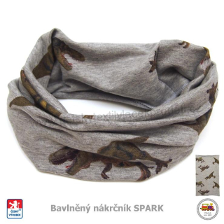 Dětský nákrčník bavlněný Spark /385/ Dinosauři na šedé - vel.  L (1-3roky)