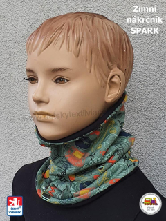 Dětský zimní nákrčník bavlna s fleesem Spark /363/ CHILL na zelené vel.L (1-3roky)