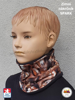 Dětský zimní nákrčník bavlna s fleesem Spark /359/ Koníci vel.L (1-3roky)