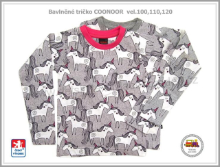 NOVÉ NASKLADNĚNÍ-tričko dívčí dlouhý rukáv COONOOR 19-450 šedé s jednorožcem vel.100, 110, 120