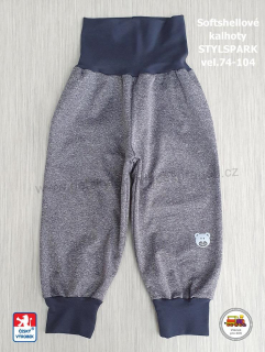 Softshellové kalhoty zateplené STYLSPARK melír šedý vel. 92