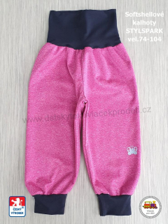 Softshellové kalhoty zateplené STYLSPARK melír růžový vel. 86