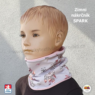 Dětský zimní nákrčník bavlna s fleesem Spark /323/ Zámek na šedé vel.L (1-3roky)