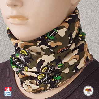 Dětský nákrčník bavlněný Spark /310/ Traktory na maskáči vel. L (1-3roky)