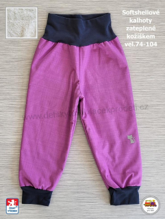 Softshellové kalhoty zateplené kožíškem STYLSPARK růžové vel. 80