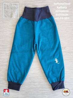 Softshellové kalhoty zateplené kožíškem STYLSPARK petrolejové vel. 80