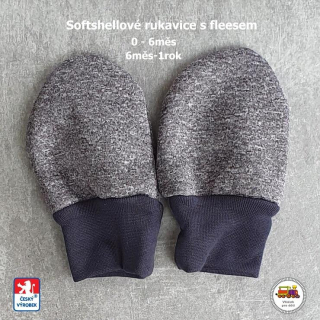 Softshellové rukavice STYLSPARK s fleesem bez palce 13cm /617/ melír šedý 0-6měs