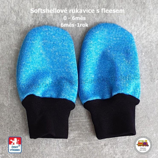 Softshellové rukavice STYLSPARK s fleesem bez palce 13cm /613/ melír modrý 0-6měs