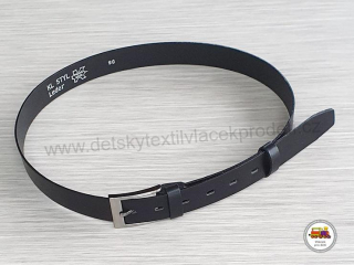 Dětský pásek klasický hladký kožený se sponou /č.1/ černý délka 90cm