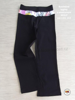 Legíny bavlněné s elastanem Wolf T2272 černé vel.146